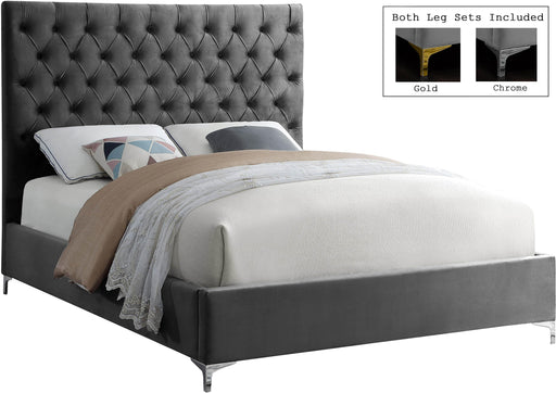 Cruz Grey Velvet Queen Bed - Furniture Stars (Chicago, IL)