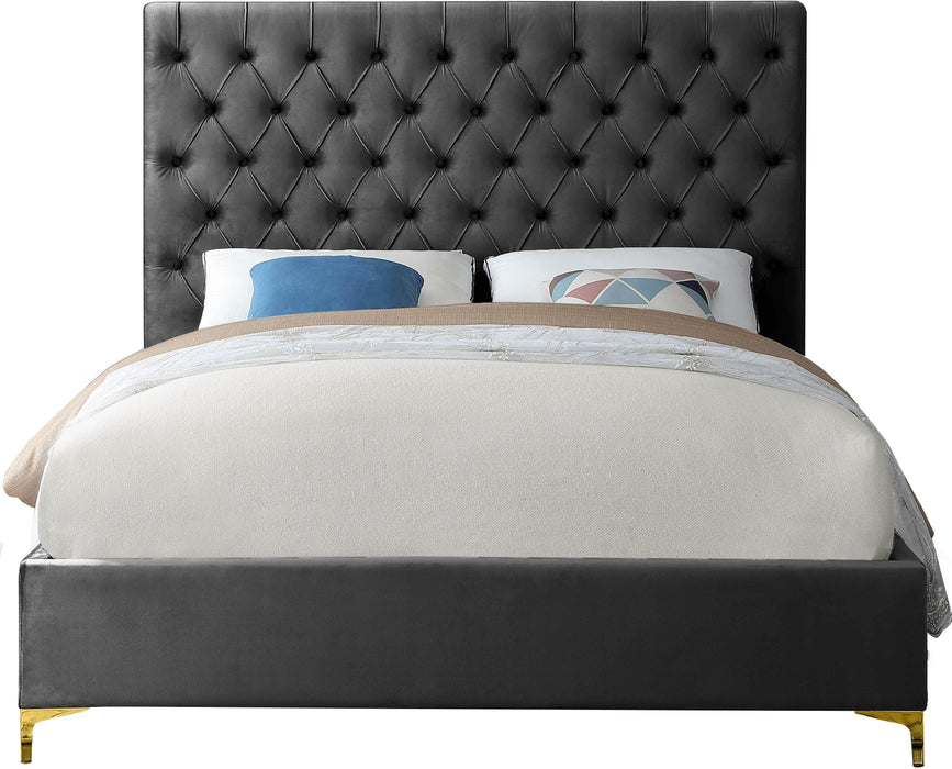 Cruz Grey Velvet Queen Bed - Furniture Stars (Chicago, IL)