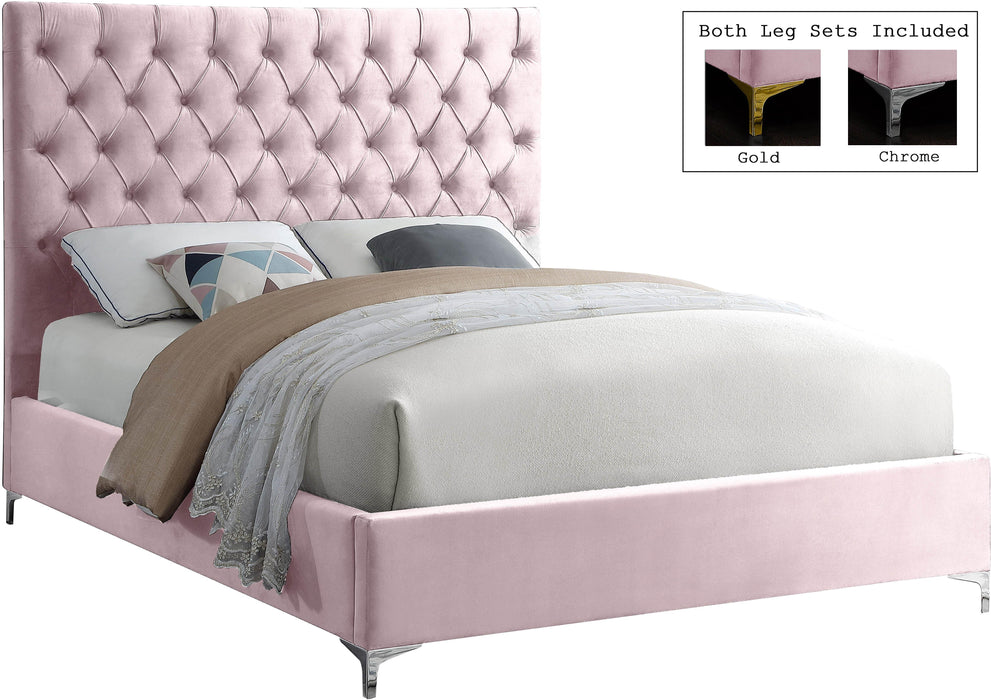 Cruz Pink Velvet Queen Bed - Furniture Stars (Chicago, IL)
