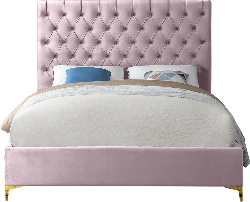 Cruz Pink Velvet King Bed - Furniture Stars (Chicago, IL)