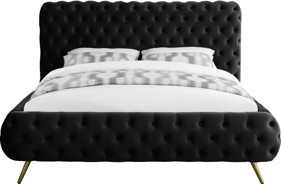 Delano Black Velvet Queen Bed - Furniture Stars (Chicago, IL)