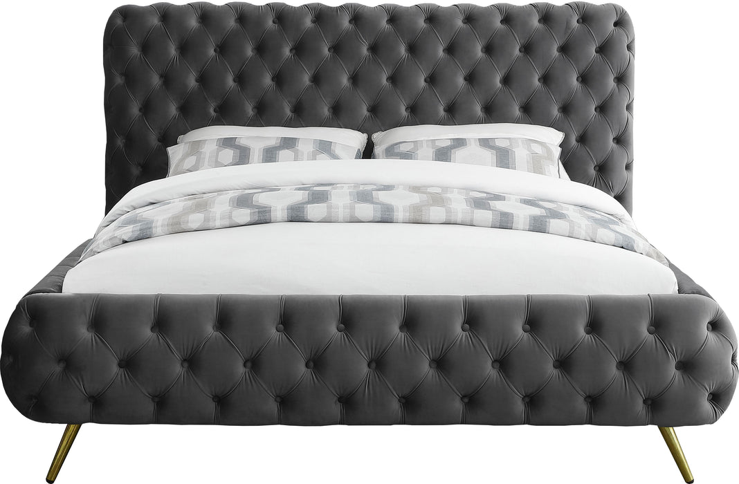 Delano Grey Velvet Queen Bed - Furniture Stars (Chicago, IL)
