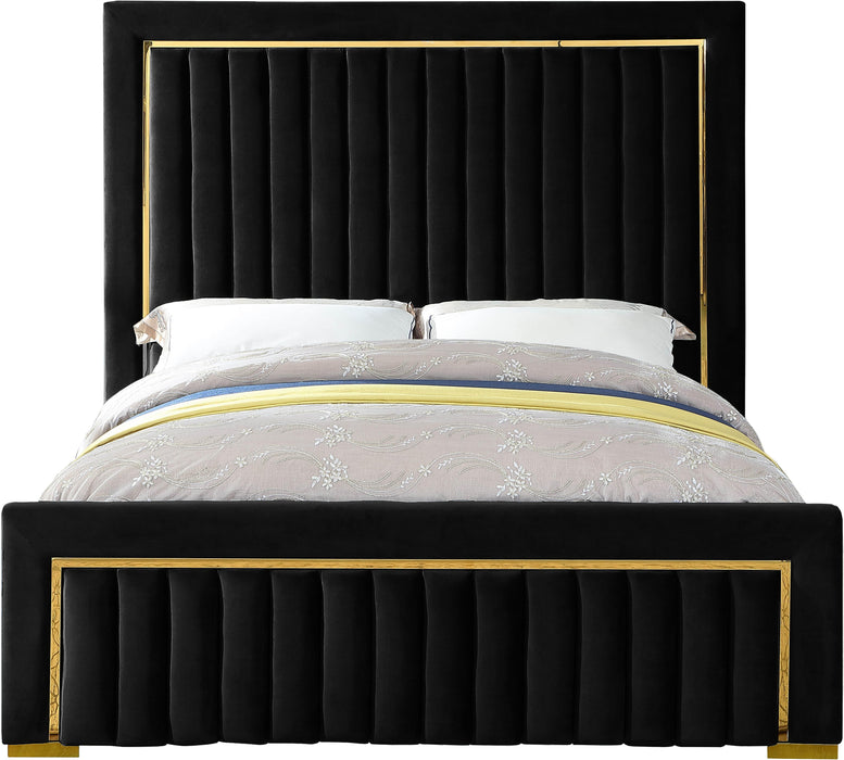 Dolce Black Velvet Queen Bed (3 Boxes) - Furniture Stars (Chicago, IL)