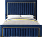 Dolce Navy Velvet Queen Bed (3 Boxes) - Furniture Stars (Chicago, IL)