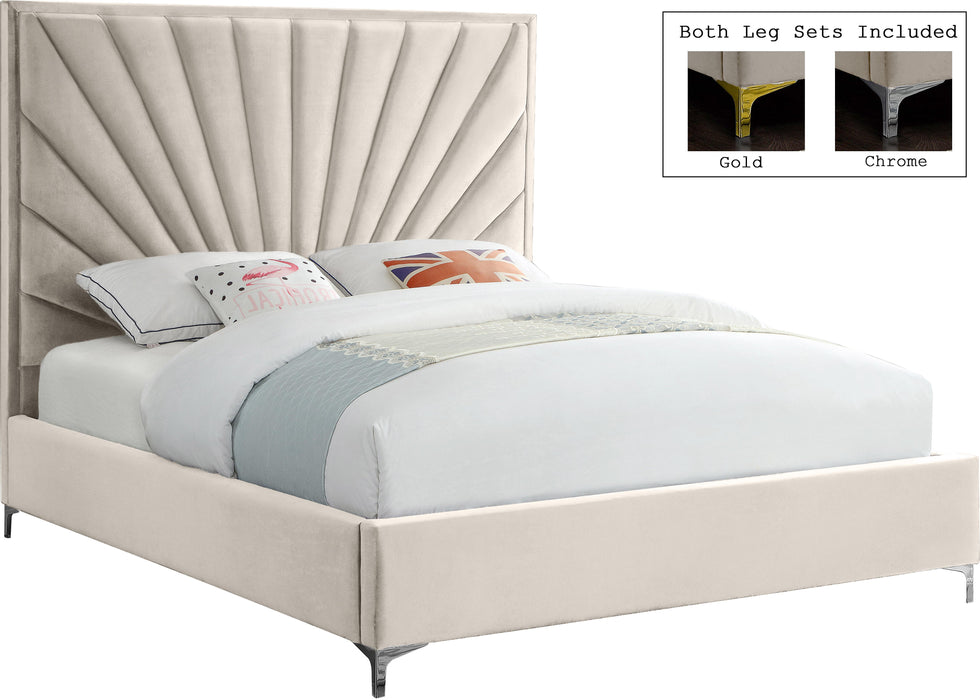 Eclipse Cream Velvet Queen Bed - Furniture Stars (Chicago, IL)