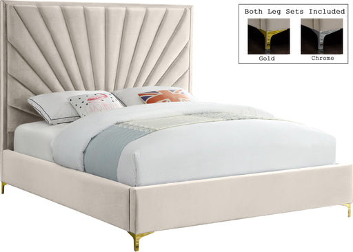 Eclipse Cream Velvet King Bed - Furniture Stars (Chicago, IL)