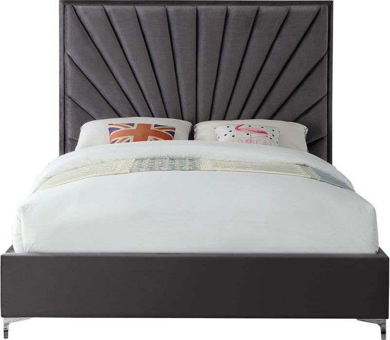 Eclipse Grey Velvet King Bed - Furniture Stars (Chicago, IL)