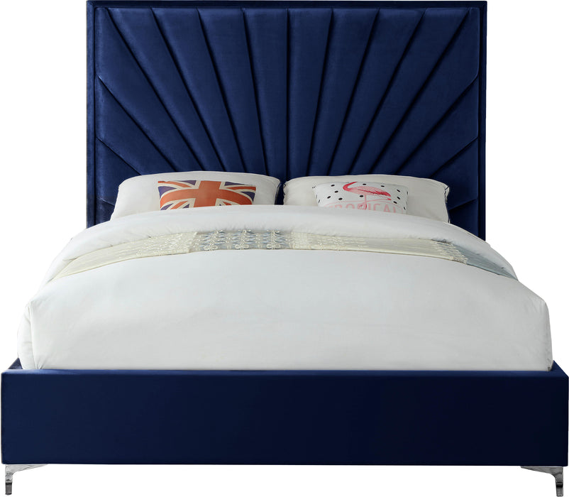 Eclipse Navy Velvet Queen Bed - Furniture Stars (Chicago, IL)
