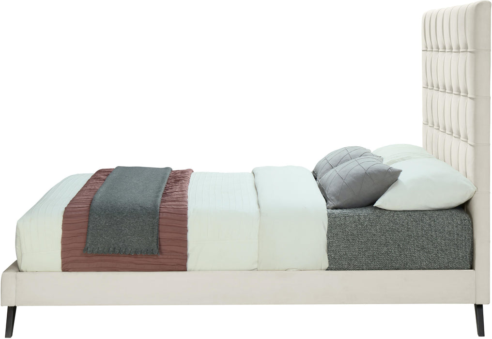 Elly Cream Velvet Queen Bed - Furniture Stars (Chicago, IL)