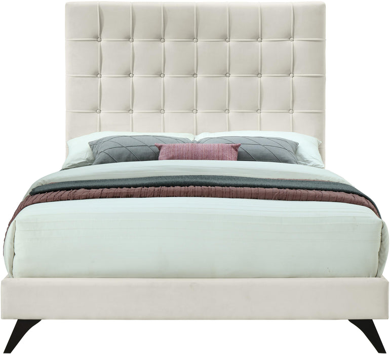 Elly Cream Velvet Queen Bed - Furniture Stars (Chicago, IL)
