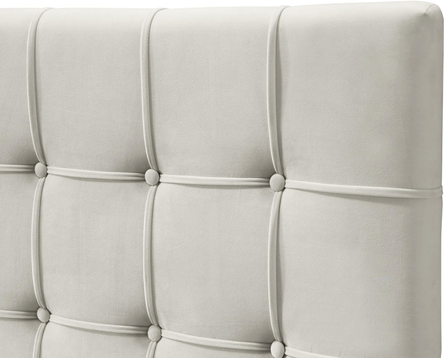 Elly Cream Velvet Queen Bed - Furniture Stars (Chicago, IL)