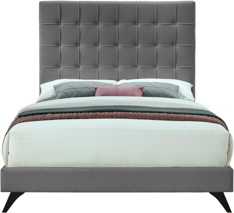 Elly Grey Velvet King Bed - Furniture Stars (Chicago, IL)