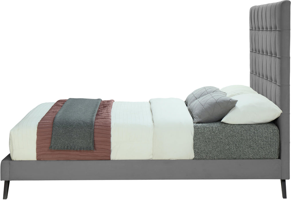 Elly Grey Velvet King Bed - Furniture Stars (Chicago, IL)