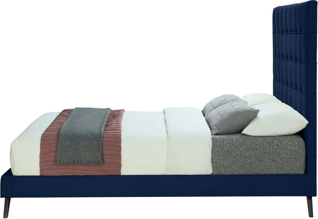 Elly Navy Velvet King Bed - Furniture Stars (Chicago, IL)