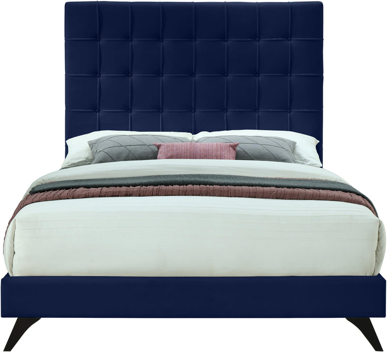 Elly Navy Velvet King Bed - Furniture Stars (Chicago, IL)
