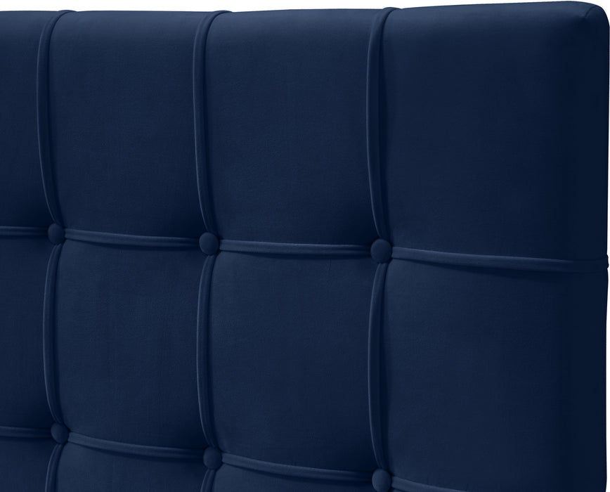 Elly Navy Velvet King Bed - Furniture Stars (Chicago, IL)
