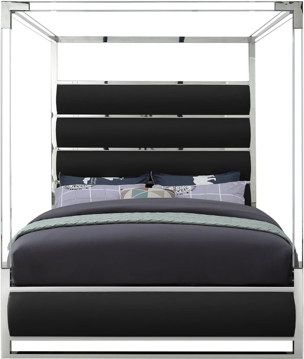 Encore Black Faux Leather Queen Bed (4 Boxes) - Furniture Stars (Chicago, IL)