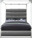 Encore Grey Faux Leather Queen Bed (4 Boxes) - Furniture Stars (Chicago, IL)
