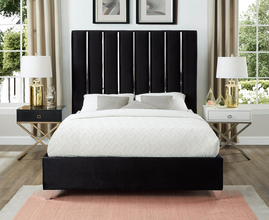 Enzo Black Velvet King Bed - Furniture Stars (Chicago, IL)