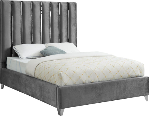 Enzo Grey Velvet King Bed - Furniture Stars (Chicago, IL)