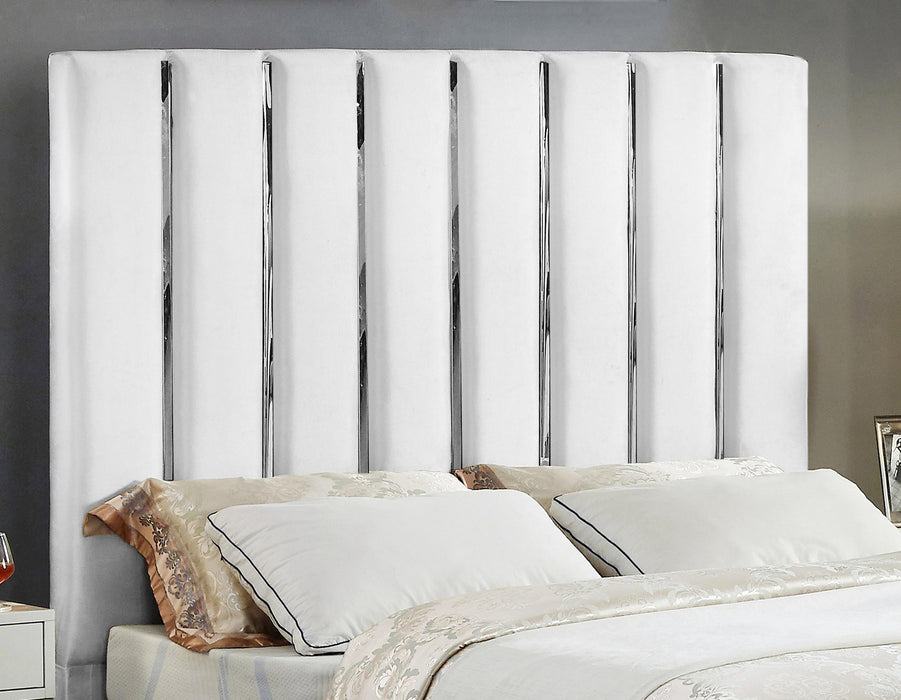 Enzo White Velvet Queen Bed - Furniture Stars (Chicago, IL)
