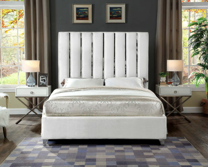 Enzo White Velvet Full Bed - Furniture Stars (Chicago, IL)