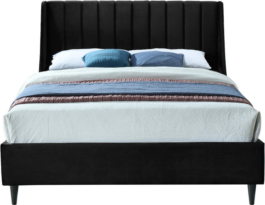 Eva Black Velvet Queen Bed - Furniture Stars (Chicago, IL)