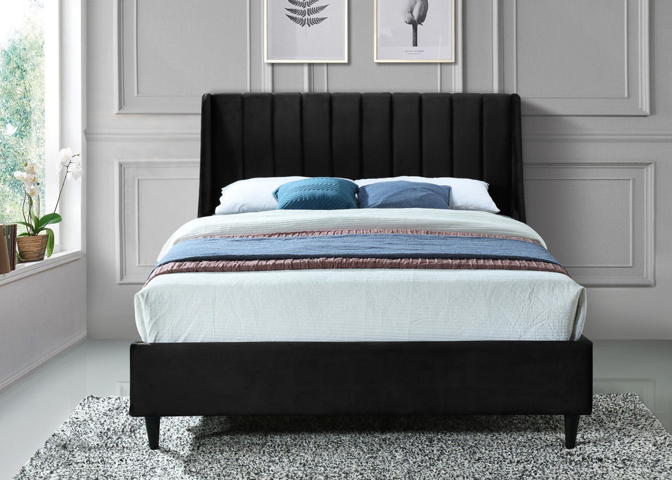 Eva Black Velvet Queen Bed - Furniture Stars (Chicago, IL)