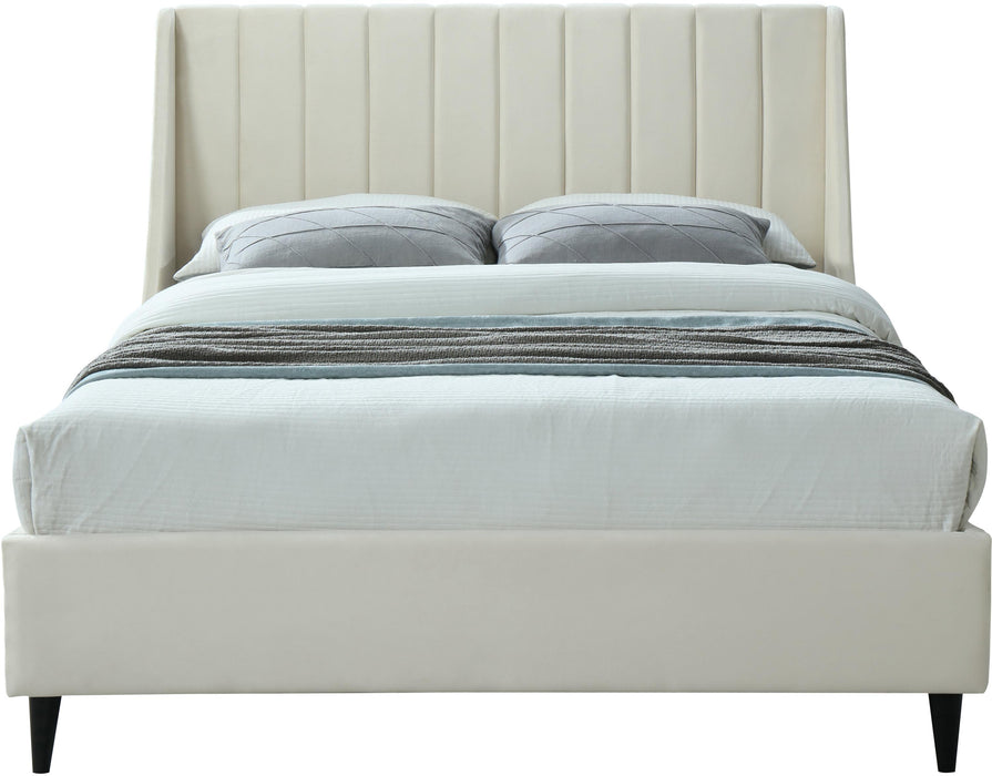 Eva Cream Velvet Queen Bed - Furniture Stars (Chicago, IL)