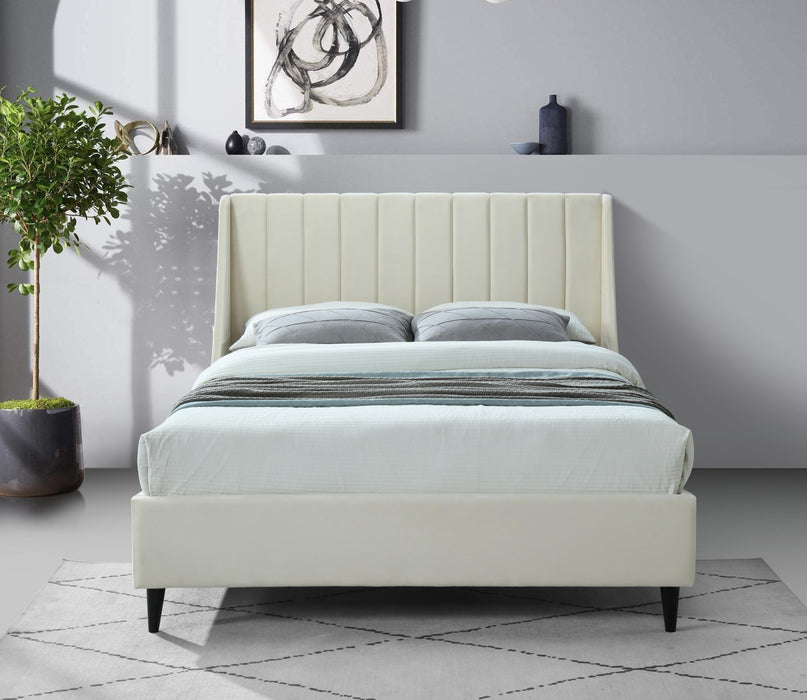 Eva Cream Velvet King Bed - Furniture Stars (Chicago, IL)