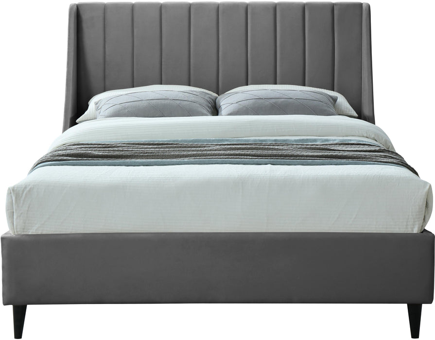 Eva Grey Velvet King Bed - Furniture Stars (Chicago, IL)