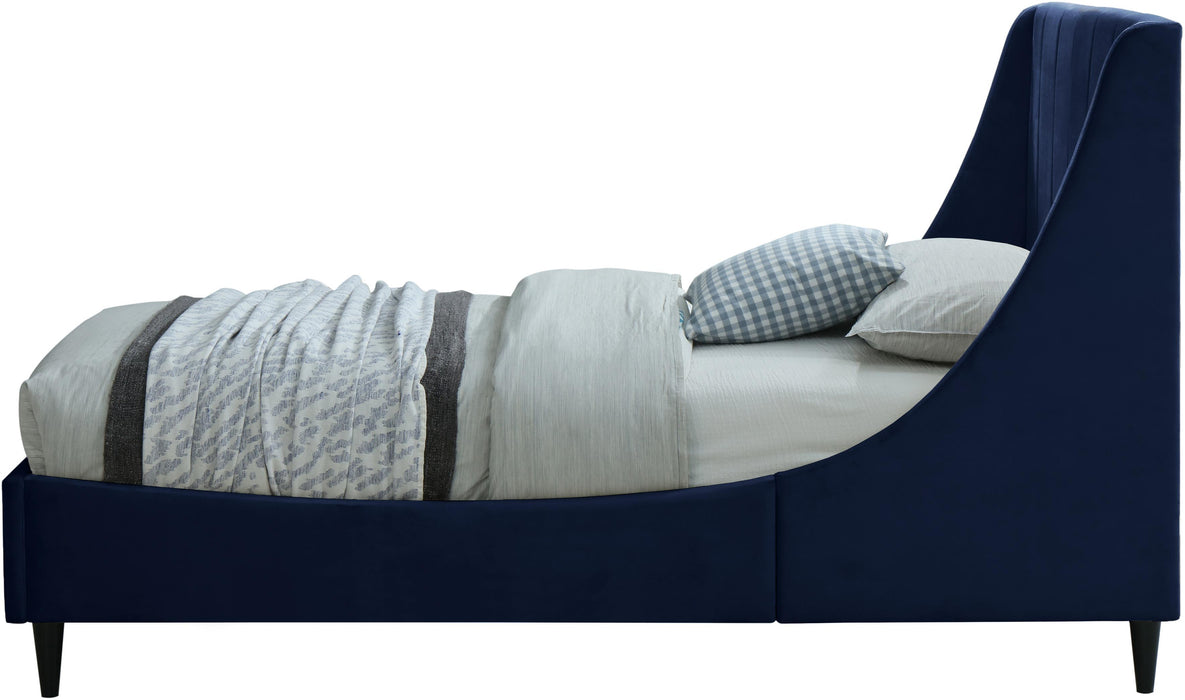 Eva Navy Velvet Twin Bed