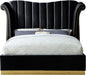 Flora Black Velvet Queen Bed (3 Boxes) - Furniture Stars (Chicago, IL)