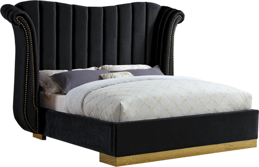 Flora Black Velvet Queen Bed (3 Boxes) - Furniture Stars (Chicago, IL)