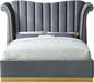 Flora Grey Velvet Queen Bed (3 Boxes) - Furniture Stars (Chicago, IL)
