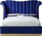 Flora Navy Velvet Queen Bed (3 Boxes) - Furniture Stars (Chicago, IL)