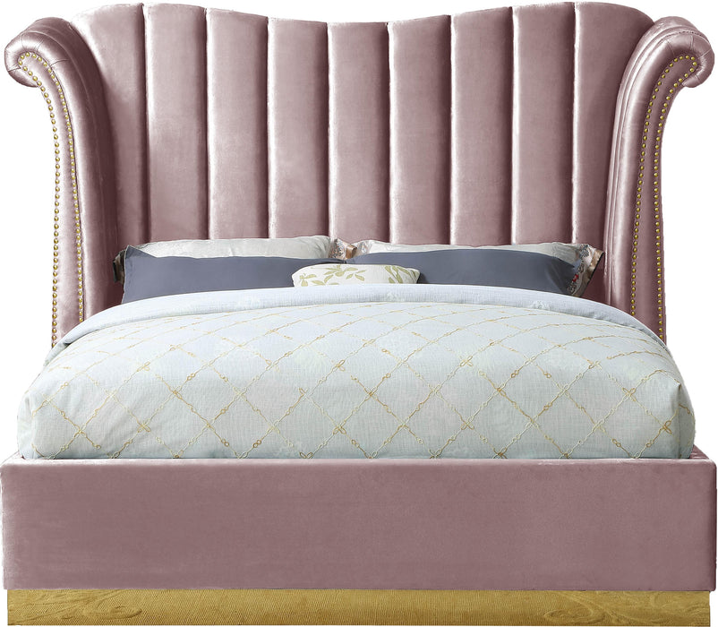 Flora Pink Velvet Queen Bed (3 Boxes) - Furniture Stars (Chicago, IL)