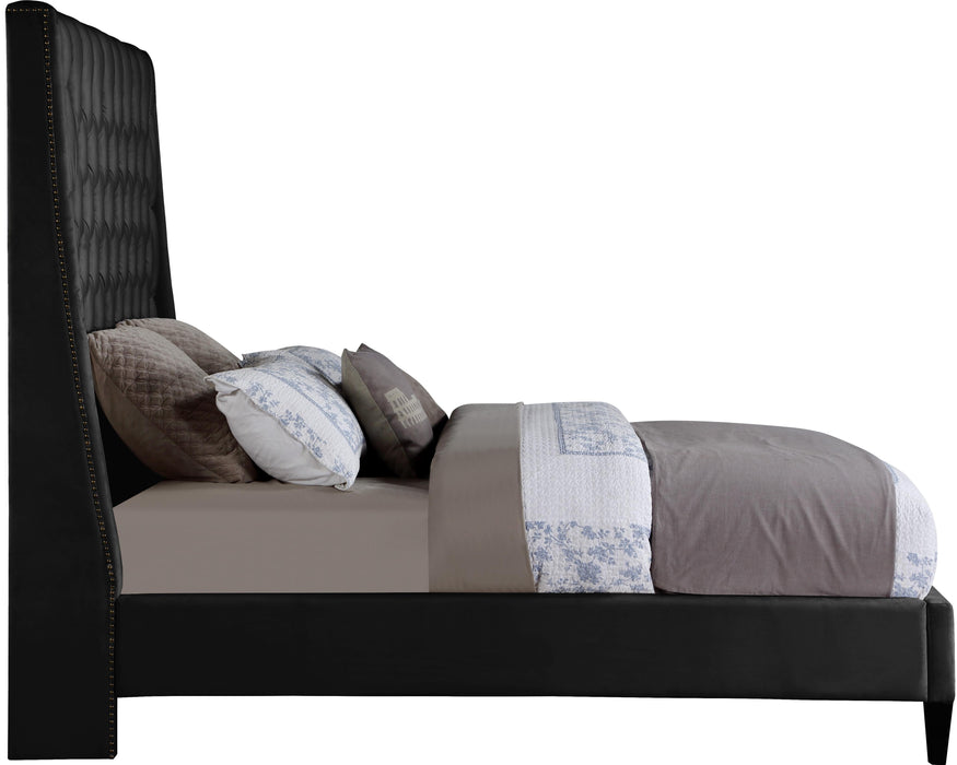 Fritz Black Velvet Queen Bed - Furniture Stars (Chicago, IL)