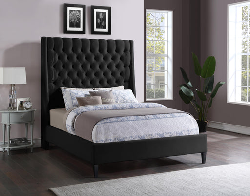Fritz Black Velvet Queen Bed - Furniture Stars (Chicago, IL)