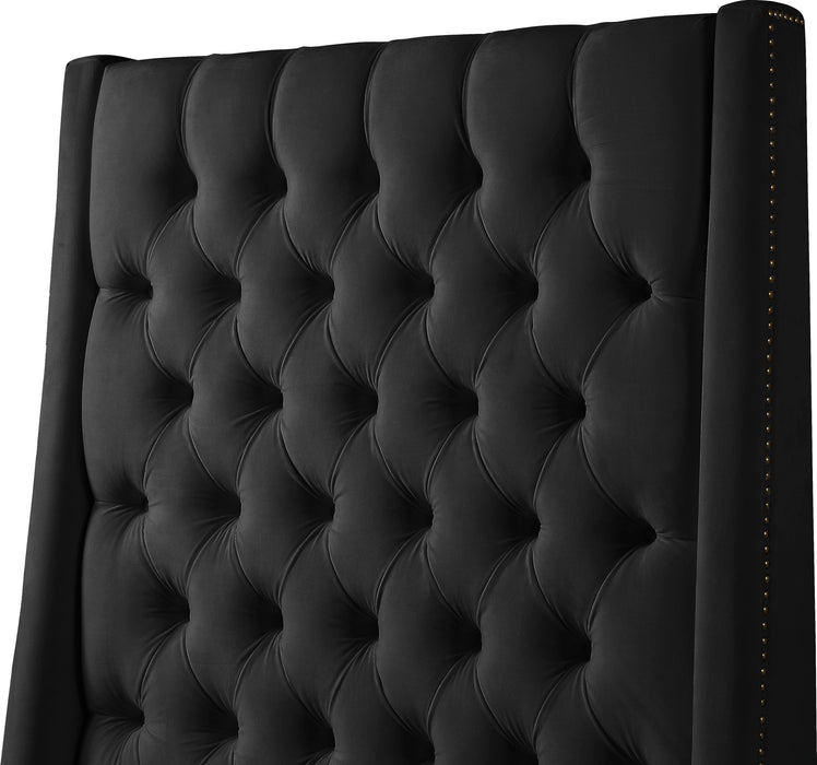 Fritz Black Velvet King Bed - Furniture Stars (Chicago, IL)