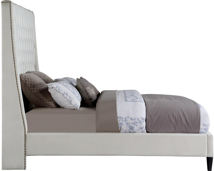 Fritz Cream Velvet King Bed - Furniture Stars (Chicago, IL)