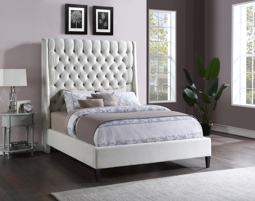 Fritz Cream Velvet Queen Bed - Furniture Stars (Chicago, IL)
