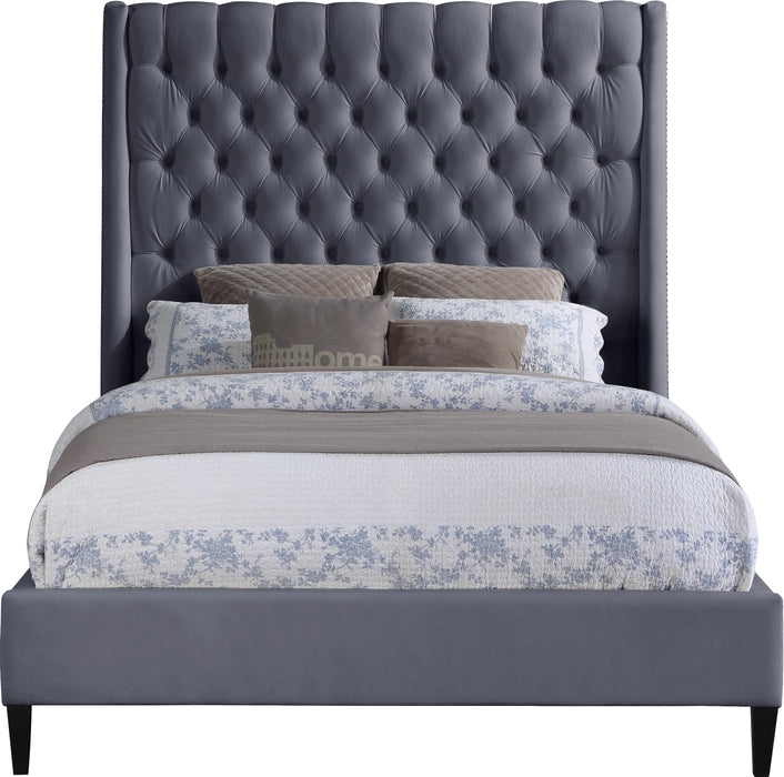 Fritz Grey Velvet Queen Bed - Furniture Stars (Chicago, IL)