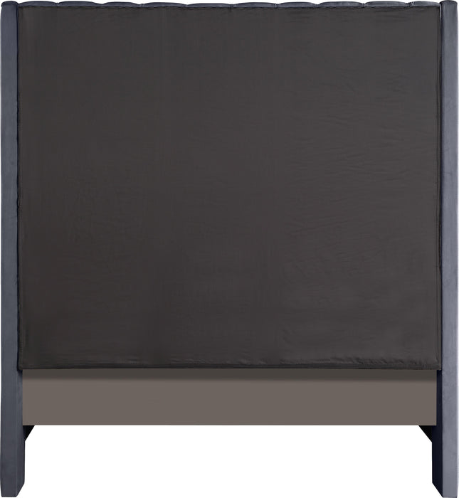Fritz Grey Velvet Queen Bed - Furniture Stars (Chicago, IL)