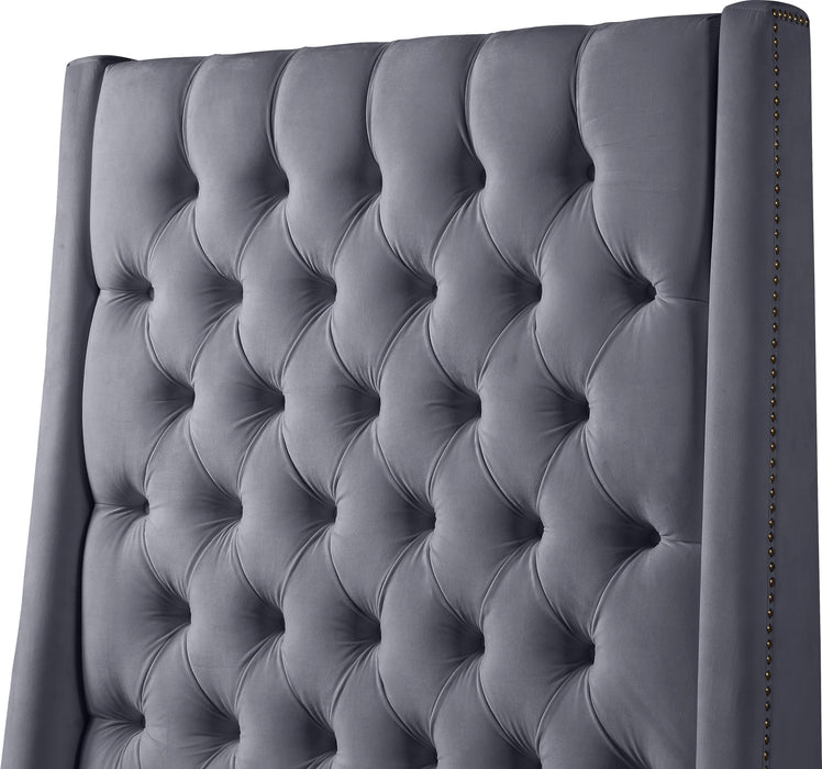 Fritz Grey Velvet Queen Bed - Furniture Stars (Chicago, IL)