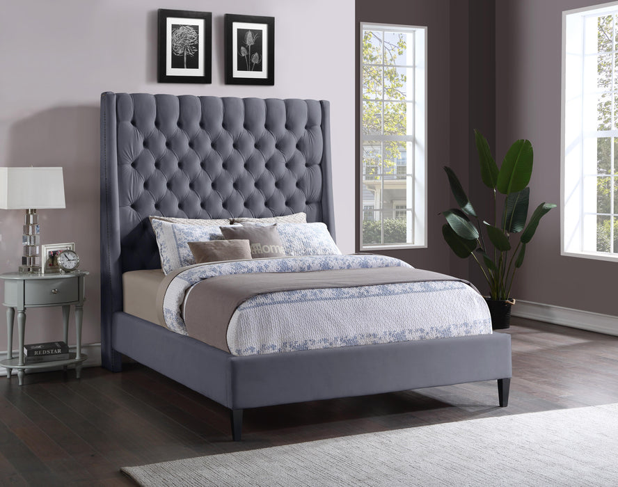 Fritz Grey Velvet Queen Bed - Furniture Stars (Chicago, IL)
