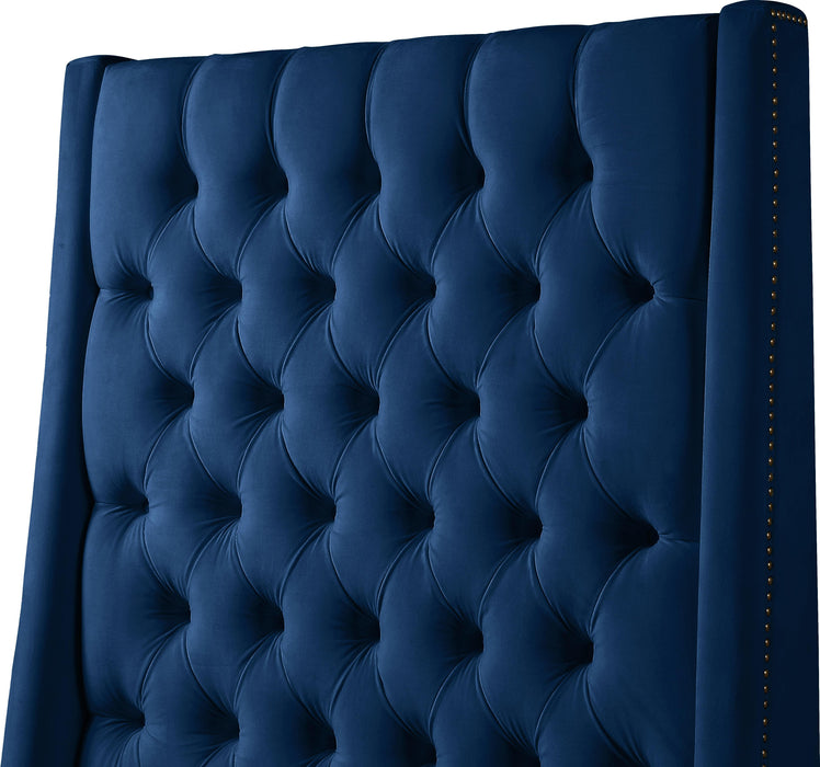 Fritz Navy Velvet Twin Bed - Furniture Stars (Chicago, IL)