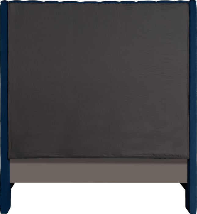 Fritz Navy Velvet Queen Bed - Furniture Stars (Chicago, IL)