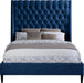 Fritz Navy Velvet Queen Bed - Furniture Stars (Chicago, IL)
