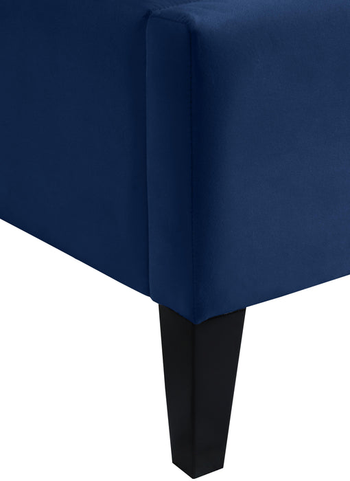 Fritz Navy Velvet Twin Bed - Furniture Stars (Chicago, IL)